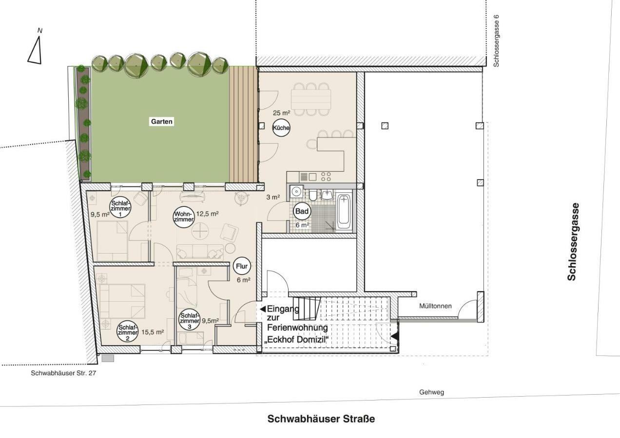 Eckhof Domizil - Grosszuegige Ferienwohnung Mit Kleinem Garten In Der Altstadt Von Gotha Eksteriør billede